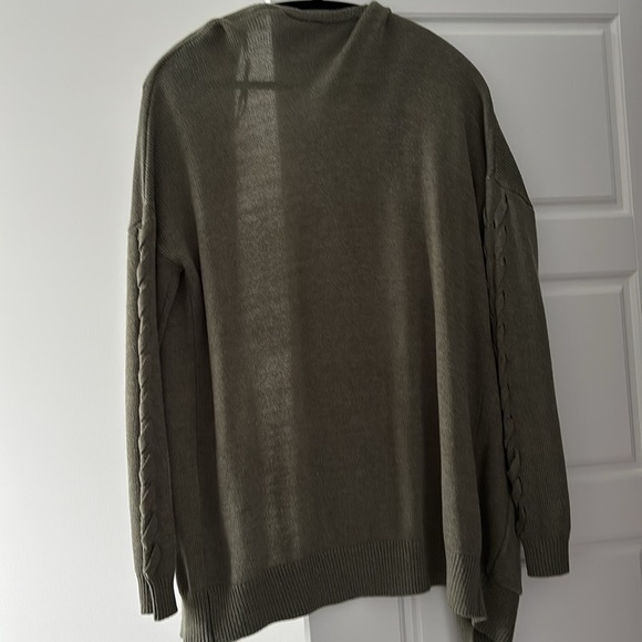 Garage green oversized open cardigan with pockets and braided sleeves Sz Large - Picture 6 of 11